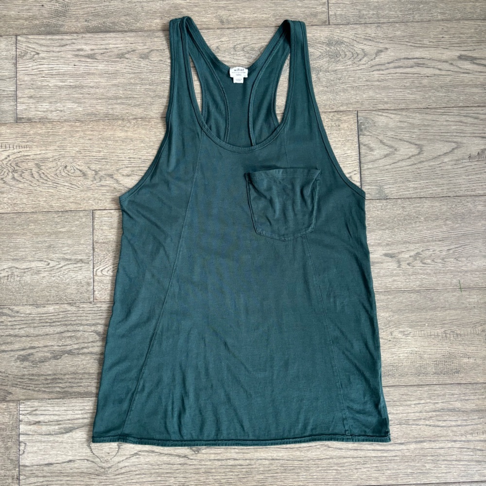 Wilfred Aritzia Forest Green Racerback Tank Top Size Small